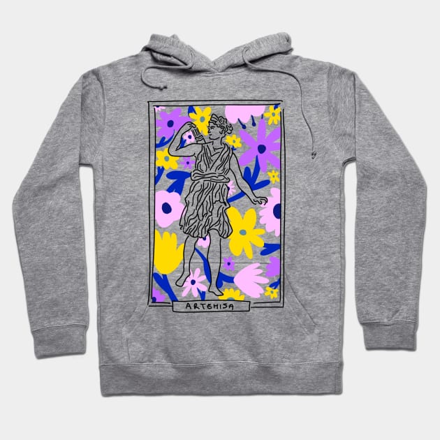 Artemisa Greek Goddess floral Hoodie by candelanieto